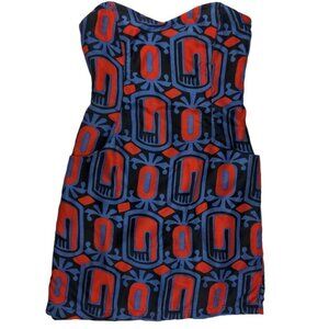 Nookie Silk Geometric Strapless Mini Dress w/ Pockets Size 8 / Small